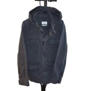 Old Navy Rustic Black Hooded Cargo Jacket